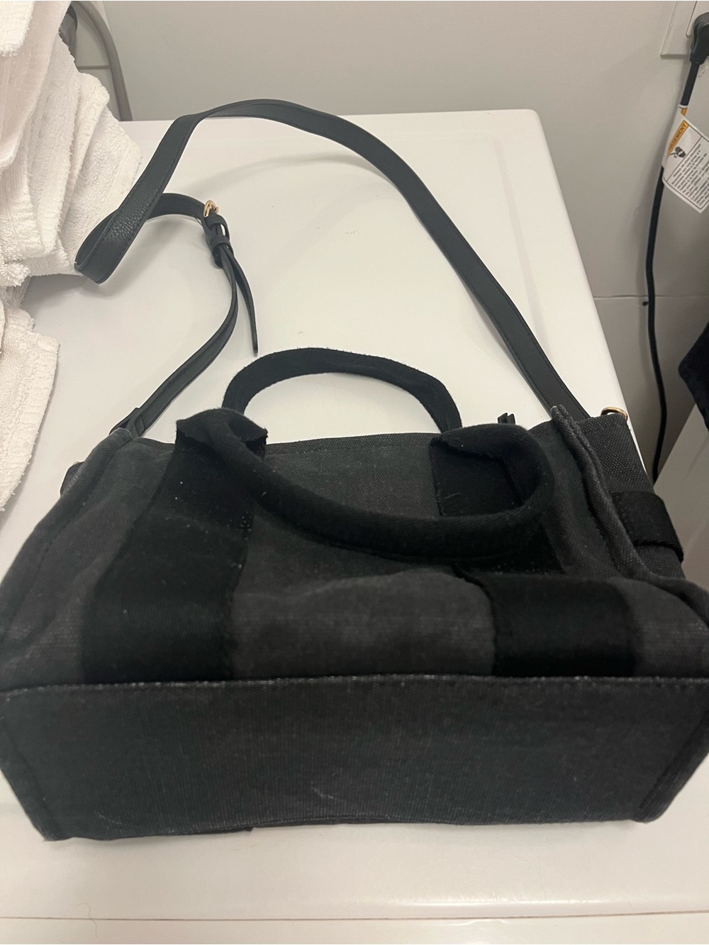 Black Canvas Tote Bag with Adjustable Shoulder Strap